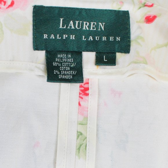 Ralph Lauren Floral Jacket Cabbage Rose Striped High Neck Multi-button - Picture 9 of 12